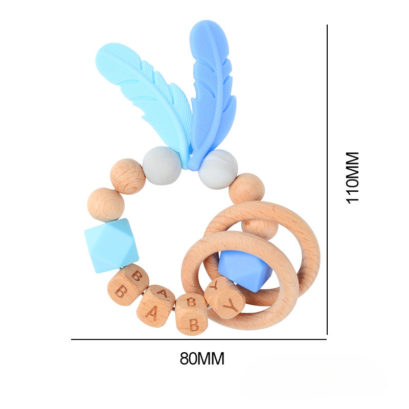 Wholesale Baby Wooden Teether Bracelet Rattle Silicone Bead Micro Stick TOY